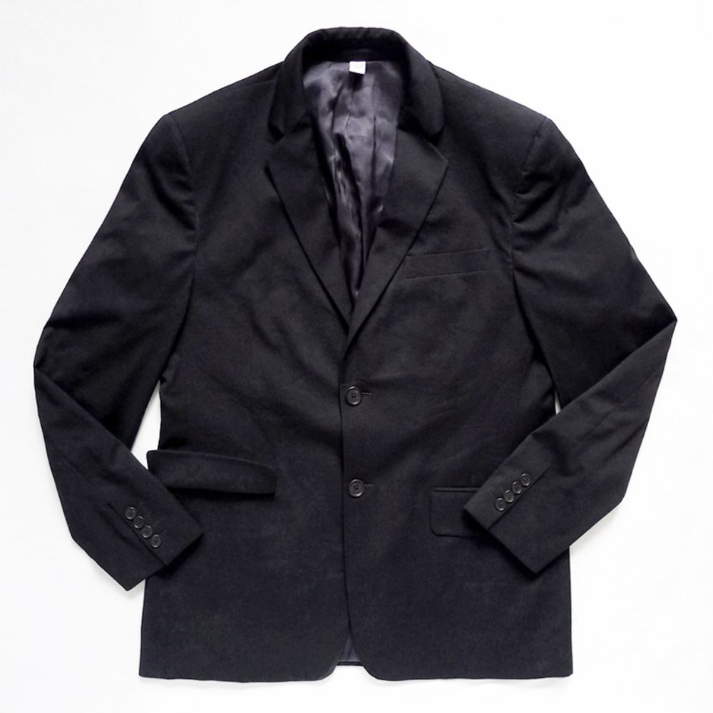 NWOT TAG CALVIN KLEIN 2 Button Black Suit Jacket Blazer + Pockets Large Regular